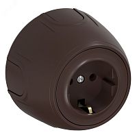 Розетка с заземлением Rotondo, винтовые контакты, цвет коричневый | код 7700873 | OneKeyElectro