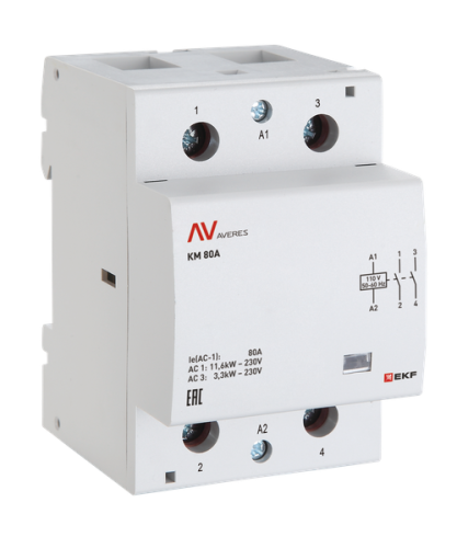 Контактор модульный КМ 63А 4NC 24VAC (3 мод.) AVERES EKF | код km-av-3-63-04-24V | EKF