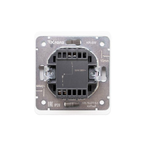 Выключатель ROUND одноклавишный с подсветкой 10А скрытой установки механизм перламутр | код KR-78-0713-1 | REXANT фото 3