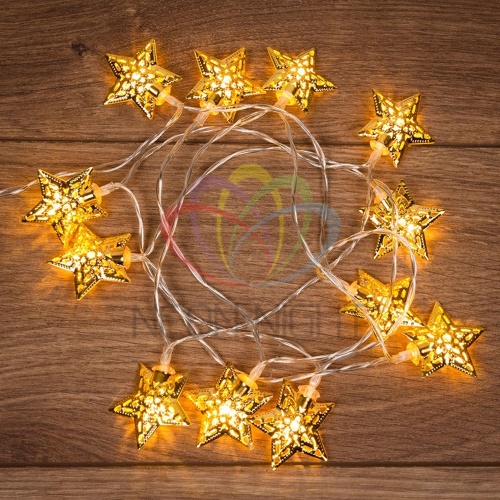 Гирлянда светодиодная "Звезды" солнечная батарея 12LED тепл. бел. 1.2м | код 303-070 | Neon-Night