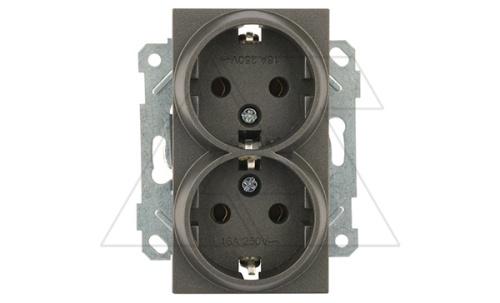 Rita - Розетка двойная 2x2P+E, дымчатый | код 2200-202-0295 | Mutlusan