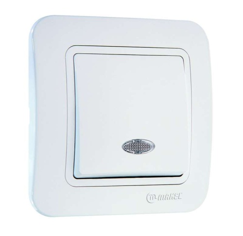 Переключатель проходной 1-кл. 1п 1мод. СП Lillium 10А IP20 с подсветкой бел./бел. Makel 70025 Переключатель проходной 1-кл. 1п 1мод. СП Lillium 10А IP20 с подсветкой бел./бел. Makel 70025