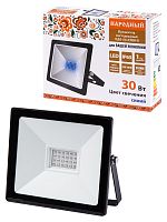 Прожектор светодиодный СДО-04-030Н-С (синий свет) 30 Вт, IP65, черный, Народный | код SQ0336-0230 | TDM НАРОДНЫЙ