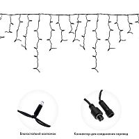 Гирлянда Айсикл Бахрома светодиодный, 4,0 х 0,6 м, с эффектом мерцания, черный провод каучук, 230 В, диоды синие | код 255-233 | Neon-Night