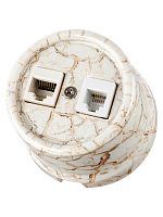 Розетка телефонная RJ11 + компьютерная RJ45 мраморная «Болонь» TDM | код SQ1820-0152 | TDM