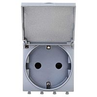 Розетка с крышкой модульная, 2P+E, с з/ш, Avanti, Закаленная сталь, 2 модуля | код 4404012 | DKC