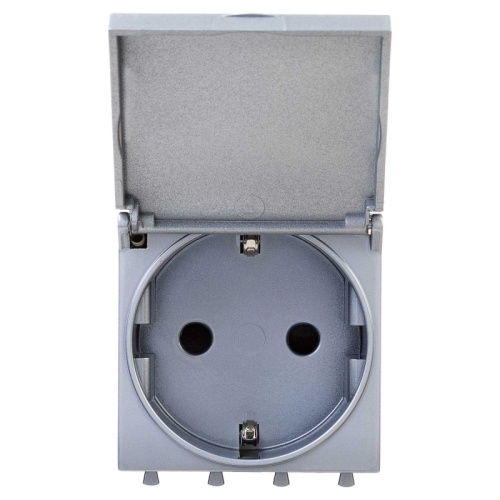 Розетка с крышкой модульная, 2P+E, с з/ш, Avanti, Закаленная сталь, 2 модуля | код 4404012 | DKC