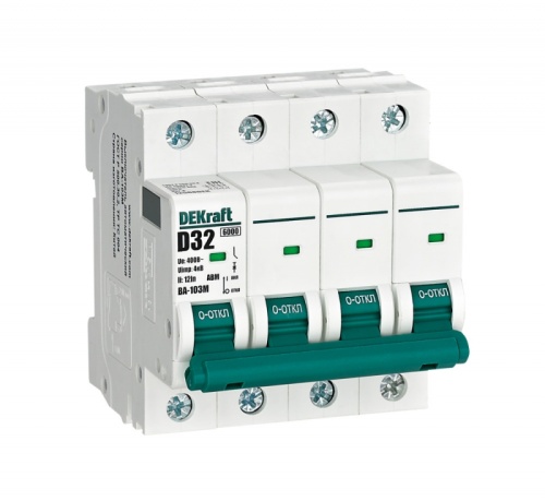 Авт. выкл. без теплозащиты 4P 32А х-ка D 6кА ВА-103M | код 12568DEK | DEKraft