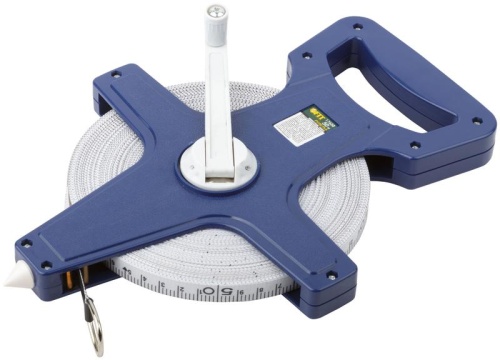 Рулетка землемерная, синий открытый корпус, фибергласовая лента 50 м | код 17650 | FIT фото 2