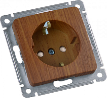 MASTER Розетка одноместная с заземляющим контактом, со шторками, скрытой установки, в рамку, дуб | код РС16-412-05 | HEGEL