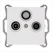 Розетка TV+FM+SAT9.5 мм оконечная с накладкой, цвет белый глянцевый | код G6206W | Jasmart