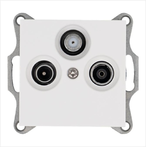 Розетка TV+FM+SAT9.5 мм оконечная с накладкой, цвет белый глянцевый | код G6206W | Jasmart Розетка TV+FM+SAT9.5 мм оконечная с накладкой, цвет белый глянцевый | код G6206W | Jasmart