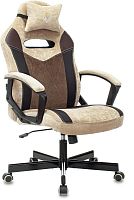 Кресло игровое Zombie VIKING 6 KNIGHT Fabric коричневый/бежевый с подголов. крестов. металл | код 1380213 | ZOMBIE