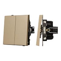 Механизм выключателя двухклавишный непроходной SWT-TENDO-MK02-SFPL-GD 230В 10А Arlight 054545