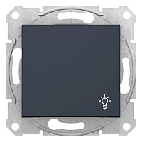 SEDNA ВЫКЛЮЧАТЕЛЬ кнопочный с символом свет , сх.1, 10А, 250В, ГРАФИТ | код SDN0900170 | Systeme Electric