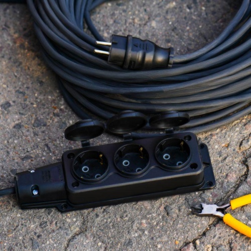 Удлинитель-шнур КГ 3х1.5, 30 м, 3 гнезда, морозостойкий, с/з, 16 А, 3500 Вт, IP44 REXANT | код 11-7076 | REXANT фото 3