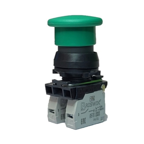 Выключатель Briswik КЕ 021/1м зеленый 2но+0нз Гриб IP40 УХЛ3 10А | код aZ-HB-0Ai-0322 | Briswik
