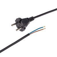 Шнур электрический с прямой вилкой 10А 2200Вт ПВС 2х0.75кв.мм 2м черн. | код 11-1307 | Rexant