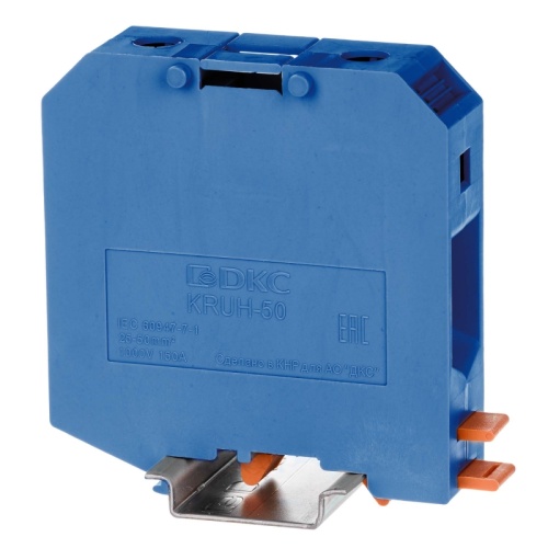 Клемма проходная, винтовой зажим, 2 точки подключения, 50 кв.мм, синяя | код KRUH-50-BU | DKC Клемма проходная, винтовой зажим, 2 точки подключения, 50 кв.мм, синяя | код KRUH-50-BU | DKC