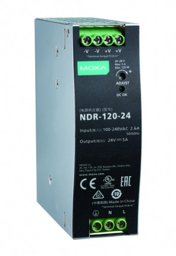 Блок питания NDR-120-24 MOXA 120W Din-Rail 24 VDC Power Supply, 90-264VAC/127-370VDC, 5A | код 00-06131702 | MOXA Блок питания NDR-120-24 MOXA 120W Din-Rail 24 VDC Power Supply, 90-264VAC/127-370VDC, 5A | код 00-06131702 | MOXA