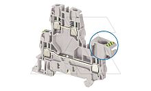 Клемма ZS6-D2-PE/5,2 стандартная, 2 уровня, нижний заземл., 4 контакта, 41А, 800В, серый | код 50621200 | Entrelec