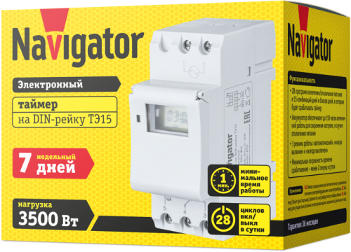 Таймер 61 559 NTR-E-D01-GR на DIN-рейку электрон. Navigator 61559 фото 3