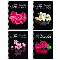 Тетрадь А4, 96 л., BRAUBERG, гребень, клетка, обложка картон, КРАСИВЫЕ ЦВЕТЫ, 403072 | код 403072 | BRAUBERG