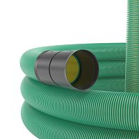 Двустенная труба ПНД гибкая дренажная д.200мм, SN8, перфорация 360 град., в бухте 35м, цвет зеленый | код 140920-8K | DKC