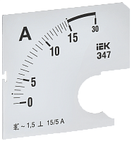 Шкала смен. для амперметра Э47 15/5А-1,5 72х72мм IEK | код IPA10D-SC-0015 | IEK