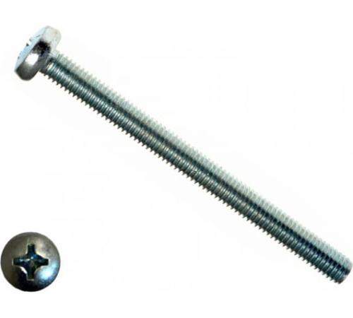 Винт DIN7985 М5х60 полукруглая голова класс прочности 4.8 покрытие цинк | код DIN7985-М5х60 | Крепдил