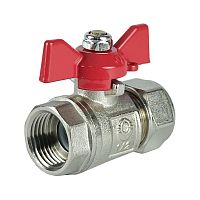 Кран шаровой обжимной с переходом на ВР ручка-бабочка 16х1/2дюйм НИКЕЛИР-Й (100/10) К | код VF.342.NB.16012 | VALFEX