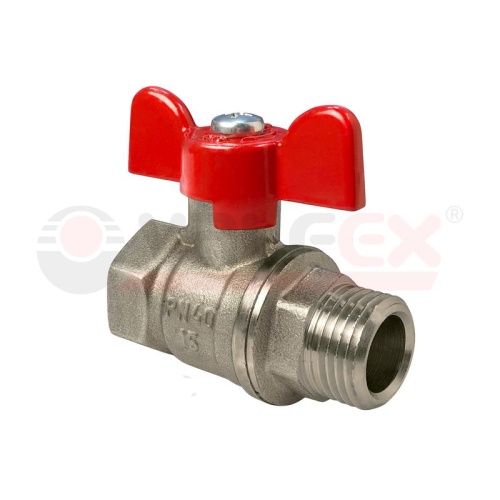 Кран шаровой 11Б27фт1М никелированный 3/4' ВН ручка бабочка | код VF.218.NB1.034 | VALFEX-T