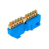 Шина N ноль на DIN-изол ШНИ-6х9-14 (син) (КВТ) | код 87192 | КВТ