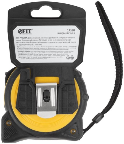 Рулетка Смарт 10мх25мм калибр. лента; нейлон. покрытие; магн. крючок; прорезиненный корпус FIT 17320 фото 4