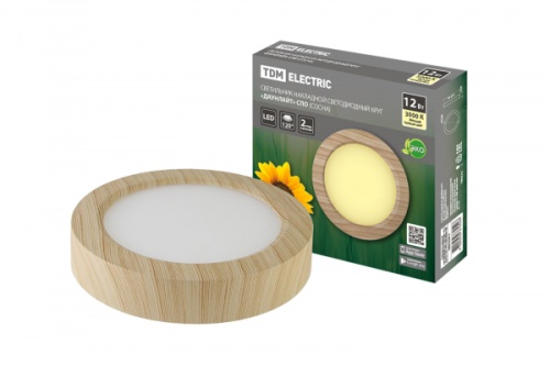Светильник накладной светодиодный круг Даунлайт СПО (сосна) 12 Вт 170*32 мм 3000К TDM | код SQ0329-0414 | TDM Светильник накладной светодиодный круг Даунлайт СПО (сосна) 12 Вт 170*32 мм 3000К TDM | код SQ0329-0414 | TDM