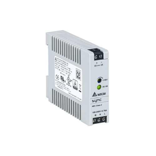 Блок питания импульсный Sync, 15W, 3А, 85_264VAC(120_375VDC) / 5VDC, DIN35, винт.клеммы, пл.корпус, ширина 21мм | код DRS-5V30W1NZ | Delta Electronics