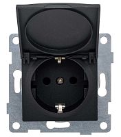 Розетка 1-м СП Ugra 16А 250В с заземл. защ. шторки с крышкой механизм графит | код С11Р91-010 | GUSI