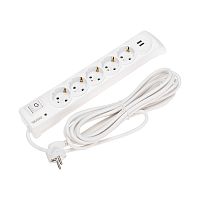 Фильтр сетевой 5 гнезд, 5м, 3х1,5мм?, с автовыкл, 2 USB, белый KRANZ | код 13-4701 | KRANZ