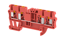 Клемма проходная PUSH-IN 2,5 мм2, на 4 подключения, красная PQ2.5-2X2-RED | код 3102060002 | Elmex