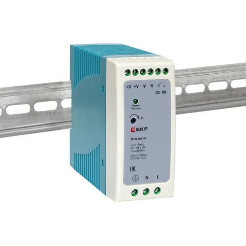 Блок питания на дин рейку 60Вт,Uвх ~ 220 В AC m, Uвых - 24 В DC постоянного тока | код DR-M-60W-24 | EKF фото 3