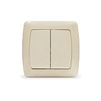 Маргарита выключатель двухклавишный с/у, 10А, 220В, сл.кость (ivory) (еврослот) | код М0023-I | Universal