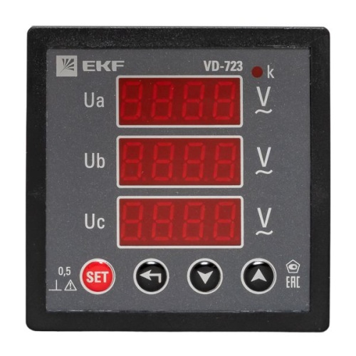 VD-723 Вольтметр цифровой на панель (72х72) трехфазный PROxima | код vd-723 | EKF фото 3