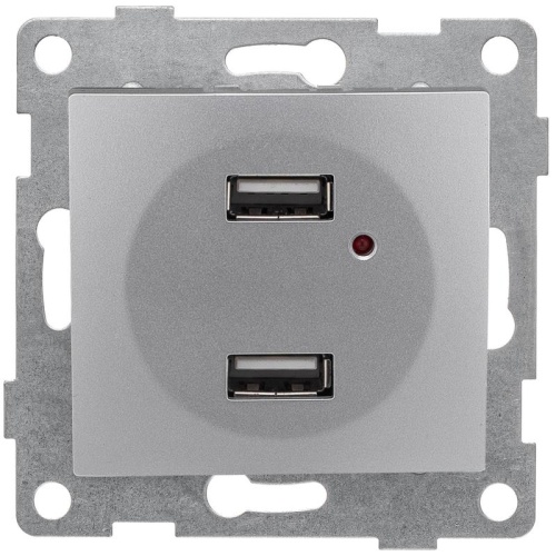 Розетка USB 2-м СП Bravo механизм серебр. | код С10USB2-004 | GUSI