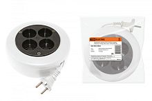Удлинитель-рулетка УХ10-104 бело-черная 5 метров, 4 гнезда, ПВС 2х0,75 10А/250В TDM | код SQ1303-0503 | TDM
