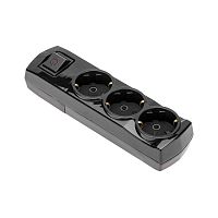 Колодка PREMIUM 3 гнезда, с/з, с выключателем, черный REXANT | код 13-4405 | REXANT