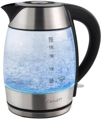Чайник электрический Scarlett SC-EK27G13 2л. 2200Вт серебристый/черный корпус: стекло/пластик | код 1970444 | SCARLETT Чайник электрический Scarlett SC-EK27G13 2л. 2200Вт серебристый/черный корпус: стекло/пластик | код 1970444 | SCARLETT