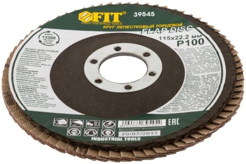 Круг лепестковый торцевой, 115 мм Р 100 | код 39545 | FIT фото 2