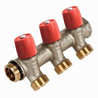 Коллектор VBS с красными вентилями, 3/4НР под евроконус, 3/4 - 2xEK | код VBS050502-RO | Henco