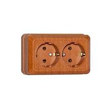 Розетка Олимп двойная с заземлением бук | код 7946758 | Universal