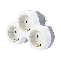 Тройник электрический 16А с заземл. и защ. шторки бел. | код 11-1088 | Rexant